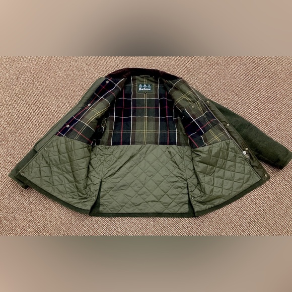 Men’s XL Green Wool BARBOUR Classic Tartan Lined Corduroy Collar Jacket - Picture 9 of 14